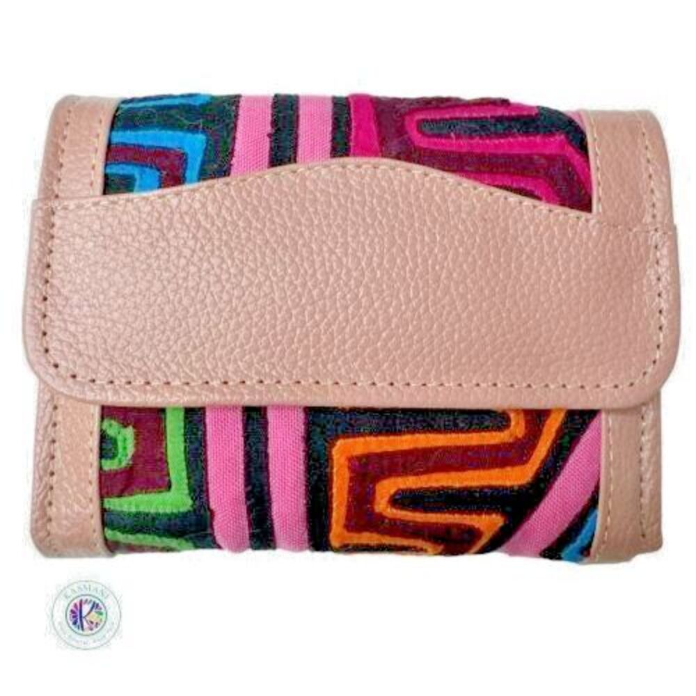 Handmade Mola Wallet -‎ 100% Leather, Artisan Crafted by Kuna in Colombia
